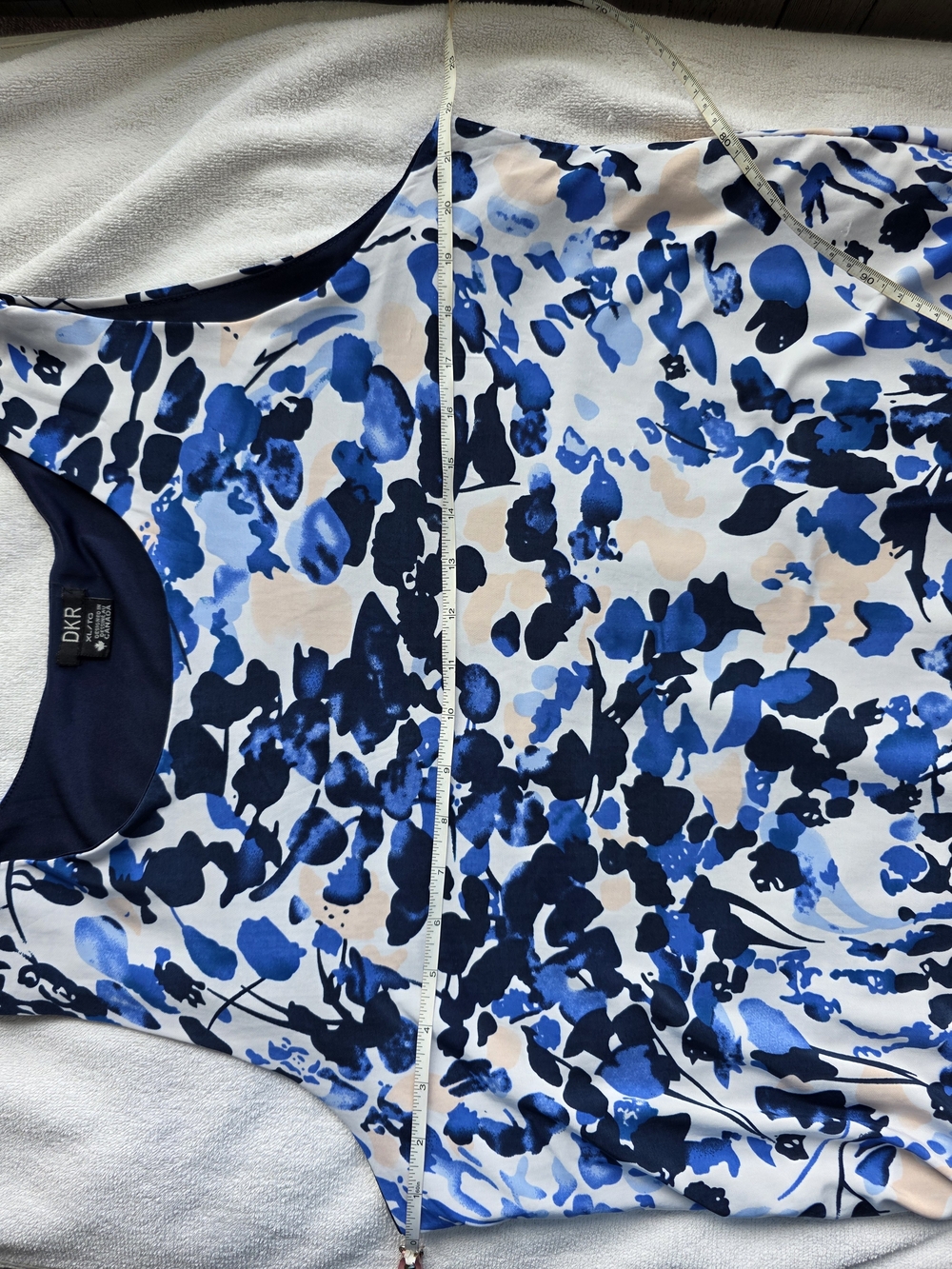 DKR Floral Double Layer Sleeveless Tank Top Blue White Women's XL Stretch Summer - Picture 9 of 11